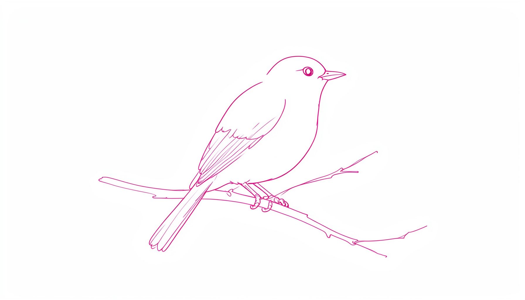 A minimal line drawing of a bird perched on a branch, soft grays and warm browns