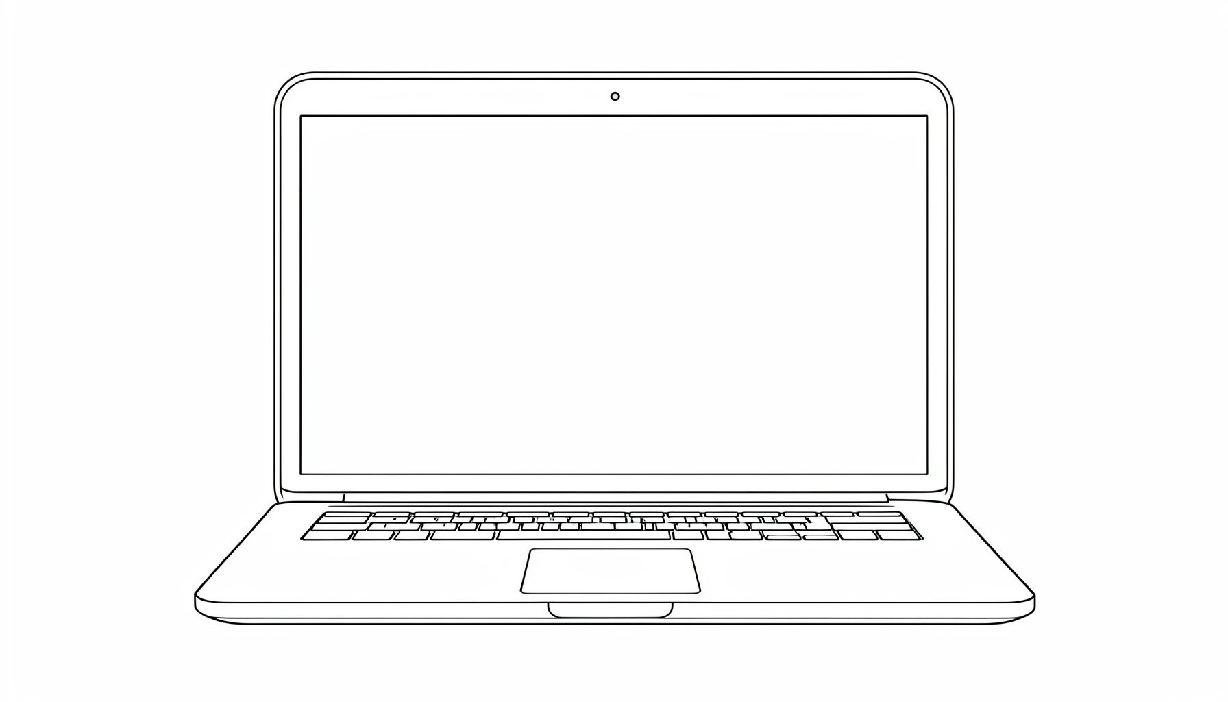 A plain laptop on a white background with a white screen, clean and minimal