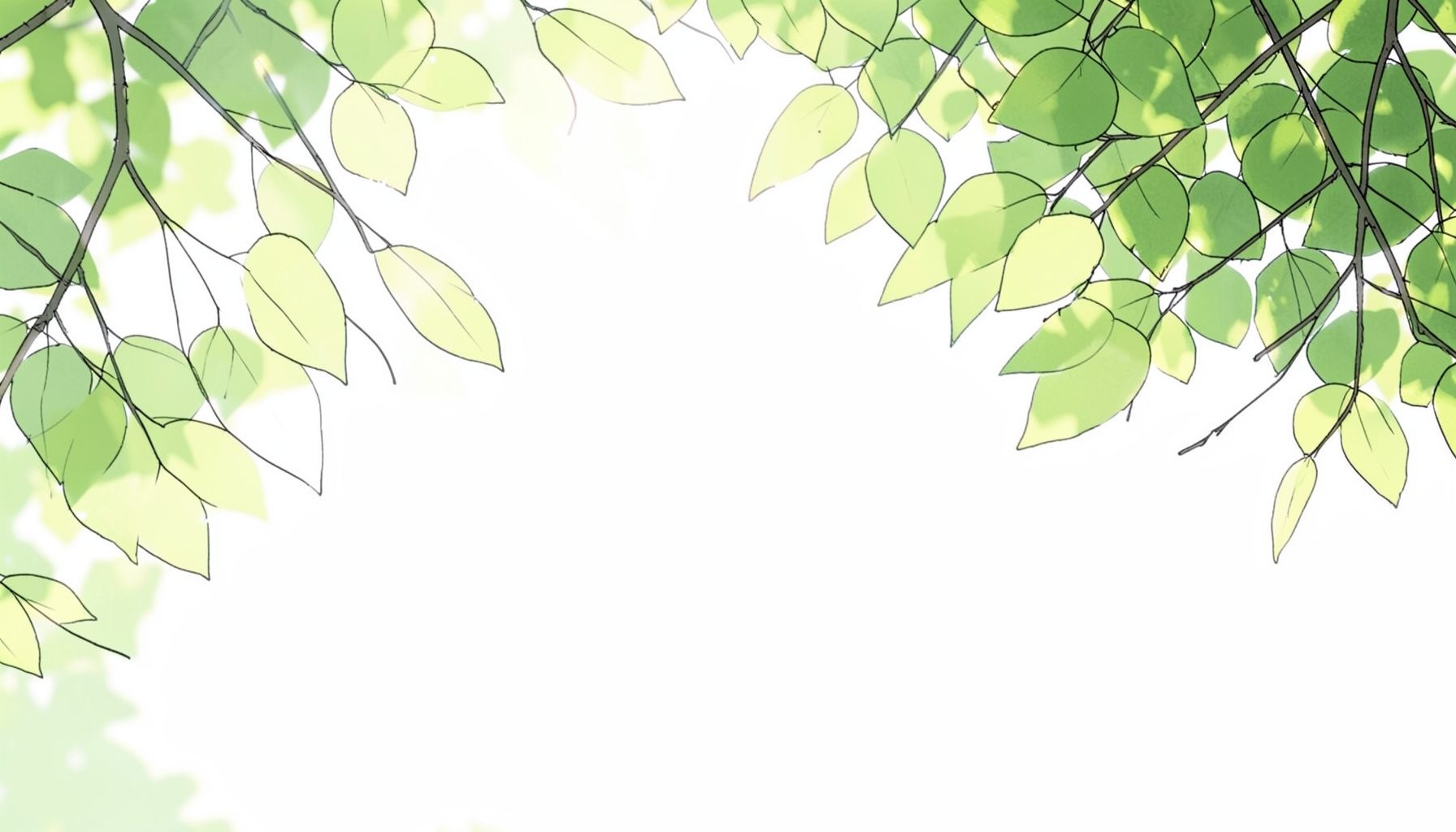 Sunlight filtering through green leaves, soft natural tones